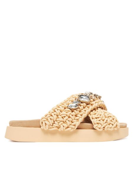 Inuikii Klapki Woven Stones 70104-106 Beżowy. Brązowe klapki damskie Inuikii, bez wzorów, z materiału, bez obcasa, bez zapięcia. Za 1,029.00 zł.