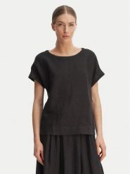 Marella T-Shirt Geyser 2615111132 Czarny Regular Fit. Czarne t-shirty damskie Marella, bez wzorów, ze lnu, bez kołnierzyka, bez ramiączek. Za 439.99 zł.