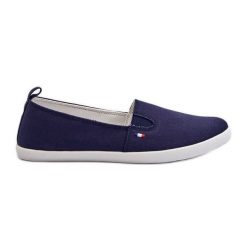 Tenisówki Trampki Slip-On Damskie Granatowe Adrancia niebieskie. Niebieskie trampki i tenisówki damskie bez wzorów, bez zapięcia. Za 92.80 zł.