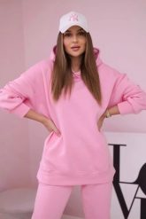 Komplet ocieplany z bluzą z kapturem jasno różowy. Czerwone bluzy damskie KESI, l, bez wzorów, z bawełny, bez ramiączek, z kapturem. Za 397.29 zł.