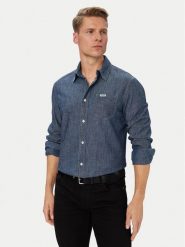 Guess Koszula M6YH44 D1297 Granatowy Regular Fit. Niebieskie koszule męskie Guess, m, z aplikacjami, z bawełny, bez kołnierzyka, bez ramiączek. Za 434.99 zł.