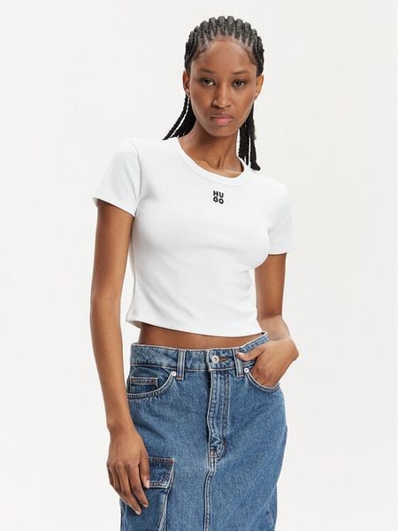 Hugo T-Shirt Delanor 50512000 Biały Slim Fit. Białe t-shirty damskie Hugo, xxl, bez wzorów, z bawełny, bez kołnierzyka, bez ramiączek. Za 139.99 zł.