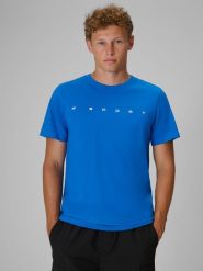 4F T-shirt regular z nadrukiem męski - niebieski XL. Niebieskie t-shirty męskie 4F, m, bez wzorów, z bawełny, bez kołnierzyka, bez ramiączek. Za 59.99 zł.