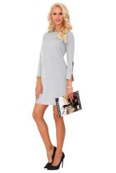 Szara Prosta Sukienka z Ozdobnym Rękawem. Szare sukienki damskie Merribel, na co dzień, l, bez wzorów, z materiału, wizytowe, bez kołnierzyka, bez ramiączek. Za 115.90 zł.