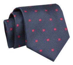 Krawat - ALTIES - Granat w Czerwone Kwadraciki. Niebieskie krawaty i muchy Alties, bez wzorów, z tkaniny, eleganckie. Za 49.00 zł.