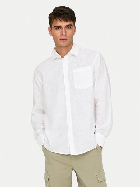 Only & Sons Koszula Caiden 22031804 Biały Regular Fit. Białe koszule męskie Only & Sons, m, bez wzorów, z bawełny, bez kołnierzyka, bez ramiączek. Za 99.99 zł.