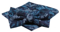 Męska Mucha z Poszetką Alties - Odcienie Niebieskiego i Granatu, Duży Wzór. Niebieskie krawaty i muchy Alties, bez wzorów, eleganckie. Za 54.00 zł.