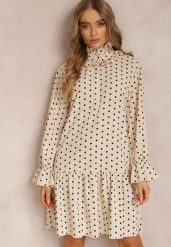 Jasnobeżowa Sukienka Erosyne. Brązowe sukienki damskie Renee, na lato, m, bez wzorów, bez kołnierzyka, bez ramiączek, mini. Za 49.99 zł.