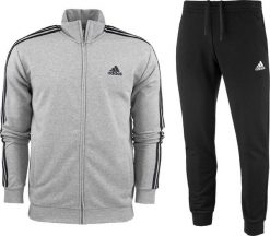 Adidas Dres męski adidas Basic 3-Stripes French Terry szaro-czarny IC6748 S. Czarne komplety dresowe męskie Adidas, m, bez wzorów, z dresówki. Za 277.39 zł.