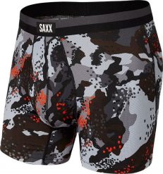 SAXX Bokserki sportowe męskie z rozporkiem SAXX SPORT MESH Boxer Brief Fly moro szare S. Szare bokserki męskie Saxx, bez wzorów, z meshu. Za 145.12 zł.