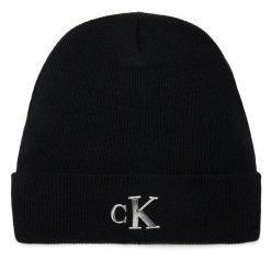 Czapka Calvin Klein Jeans. Czarne czapki damskie Calvin Klein Jeans, na zimę, bez wzorów, z jeansu. Za 239.99 zł.