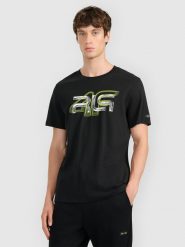 4F T-shirt regular z nadrukiem męski 4F x Robert Lewandowski - czarny S. Czarne t-shirty męskie 4F, l, bez wzorów, z bawełny, bez kołnierzyka, bez ramiączek. Za 99.99 zł.