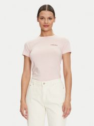 Guess Jeans T-Shirt W4YI02 J1314 Różowy Slim Fit. Czerwone t-shirty damskie Guess Jeans, m, z aplikacjami, z bawełny, bez kołnierzyka, bez ramiączek. Za 109.99 zł.