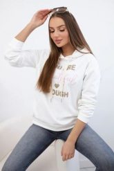 Bluza bawełniana z kapturem ecru. Brązowe bluzy damskie Kesi Włoski, l, bez wzorów, z bawełny, bez ramiączek, z kapturem. Za 313.67 zł.