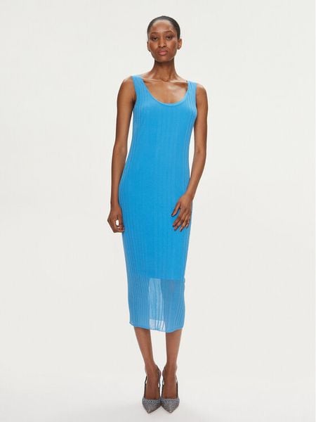 Pinko Sukienka codzienna Dune 103540 A1ND Niebieski Slim Fit. Niebieskie sukienki damskie Pinko, na co dzień, l, bez wzorów, z syntetyku, bez kołnierzyka, bez ramiączek, proste. Za 509.99 zł.