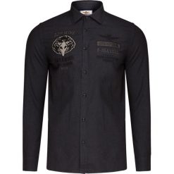 Koszula AERONAUTICA MILITARE. Czarne koszule męskie Aeronautica Militare, z aplikacjami, klasyczne, bez kołnierzyka, bez ramiączek. W wyprzedaży za 372.00 zł.