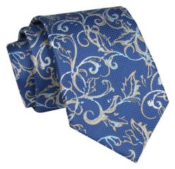 Krawat - ALTIES - Niebieski, Motyw Kwiatowy. Niebieskie krawaty i muchy Alties, bez wzorów, z tkaniny, eleganckie. Za 49.00 zł.