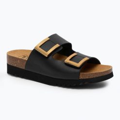 Klapki damskie Scholl Monterey 2 Straps Ad Med. Czarne klapki damskie Scholl, bez wzorów, sportowe, bez obcasa, bez zapięcia. Za 309.99 zł.
