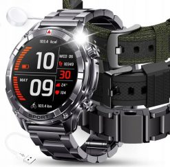 SMARTWATCH MĘSKI ZEGAREK MENU PL ROZMOWY CIŚNIENIE 500mAh AMOLED + 3 paski. Zegarki męskie JG Smart, bez wzorów. Za 229.99 zł.