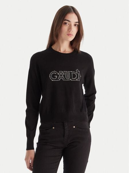 Gaudi Sweter 521BD53023 Czarny Regular Fit. Czarne swetry nierozpinane damskie Gaudi, m, bez wzorów, z wiskozy, bez kołnierzyka, bez ramiączek. Za 379.99 zł.