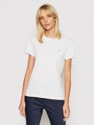 Tommy Hilfiger T-Shirt WW0WW22043 Biały Regular Fit. Białe t-shirty damskie Tommy Hilfiger, xxs, bez wzorów, z bawełny, bez kołnierzyka, bez ramiączek. Za 109.99 zł.