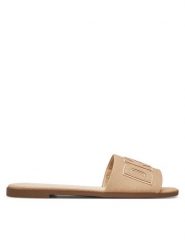 DKNY Klapki Willow K1500528 Beżowy. Brązowe klapki damskie DKNY, bez wzorów, z materiału, bez obcasa, bez zapięcia. Za 219.99 zł.
