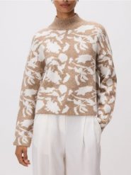 Wzorzysty sweter z półgolfem - wielobarwny. Swetry nierozpinane damskie Reserved, l, bez wzorów, z dzianiny, bez kołnierzyka, bez ramiączek. W wyprzedaży za 89.99 zł.