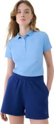 Koszulka damska polo 4F F365 błękitna 4FWMM00TPTSF365 32S XL. Niebieskie bluzki damskie 4F, s, bez wzorów, bez kołnierzyka, bez ramiączek. Za 68.99 zł.