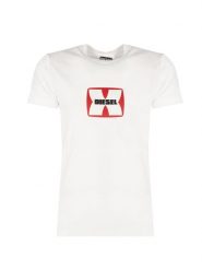 Diesel T-Shirt "T-Diegor" | A03848-0GRAI-100 | Mężczyzna | Biały. Białe t-shirty męskie Diesel, m, bez wzorów, z bawełny, bez kołnierzyka, bez ramiączek. W wyprzedaży za 129.00 zł.
