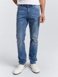 Męskie Spodnie Jeansowe Tom Tailor Josh Used Mid Stone Blue Denim Regular Slim Fit 1007860 10119, W36 L32. Niebieskie spodnie materiałowe męskie Tom Tailor, bez wzorów, z bawełny, z standardowym stanem. Za 179.99 zł.