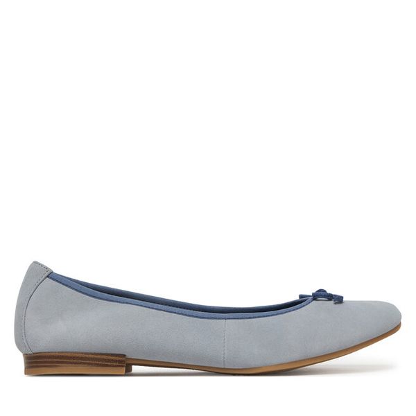 Baleriny Tamaris. Niebieskie balerinki damskie Tamaris, bez wzorów, bez obcasa, bez zapięcia. Za 183.99 zł.