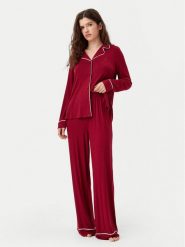 Tommy Hilfiger Piżama UW0UW05558 Czerwony Relaxed Fit. Czerwone piżamy damskie Tommy Hilfiger, bez wzorów, bez ramiączek. Za 299.99 zł.