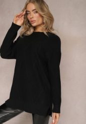 Czarny Sweter z Delikatnymi Rozcięciami Velloro. Czarne swetry nierozpinane damskie Renee, xl, bez wzorów, z bawełny, casualowe, bez kołnierzyka, bez ramiączek. Za 49.99 zł.