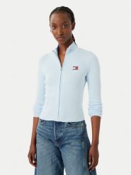 Tommy Jeans Kardigan DW0DW20967 Niebieski jasny Slim Fit. Niebieskie kardigany damskie Tommy Jeans, l, bez wzorów, z jeansu, bez kołnierzyka. Za 409.99 zł.