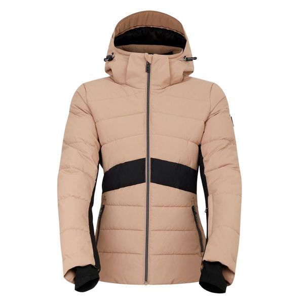 Damska Kurtka Narciarska Glacial. Brązowe kurtki sportowe damskie Dare 2B, na zimę, bez wzorów, bez ramiączek, bez kaptura, narciarskie. Za 231.99 zł.