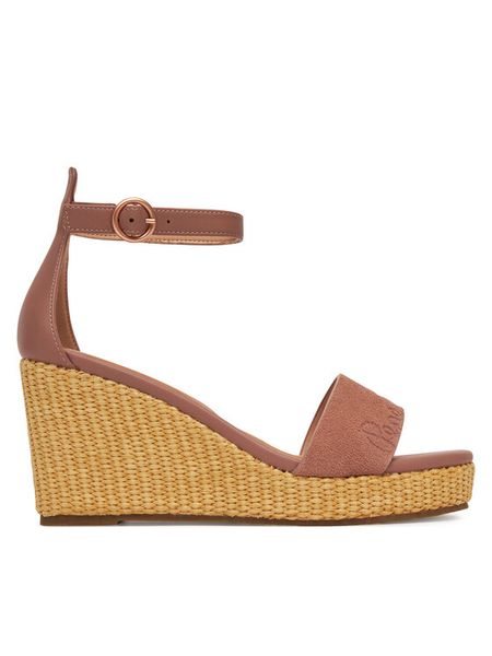 Pepe Jeans Sandały PLS90689 Różowy. Czerwone sandały damskie Pepe Jeans, bez wzorów, z jeansu, bez obcasa, na koturnie, bez zapięcia. Za 289.99 zł.