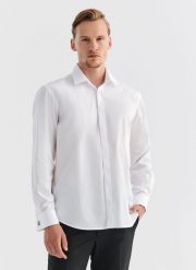 PAKO LORENTE – Koszula męska WIT P000B-1X-406-B-K. Białe koszule męskie Pako Lorente, m, bez wzorów, z bawełny, eleganckie, bez kołnierzyka, bez ramiączek. Za 299.99 zł.
