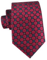 Męski Krawat - Geometryczne Kwiaty, Czerwień - Angelo di Monti. Czerwone krawaty i muchy Angelo di Monti, bez wzorów, z tkaniny, eleganckie. Za 49.99 zł.