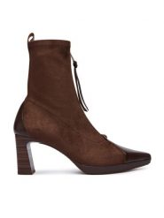 Hispanitas Botki HI265085 Brązowy ciemny. Brązowe botki damskie Hispanitas, bez wzorów, ze skóry, bez obcasa, na słupku, bez zapięcia. Za 789.99 zł.
