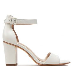 Sandały Tamaris. Białe sandały damskie Tamaris, bez wzorów, bez obcasa, na słupku, bez zapięcia. Za 229.99 zł.