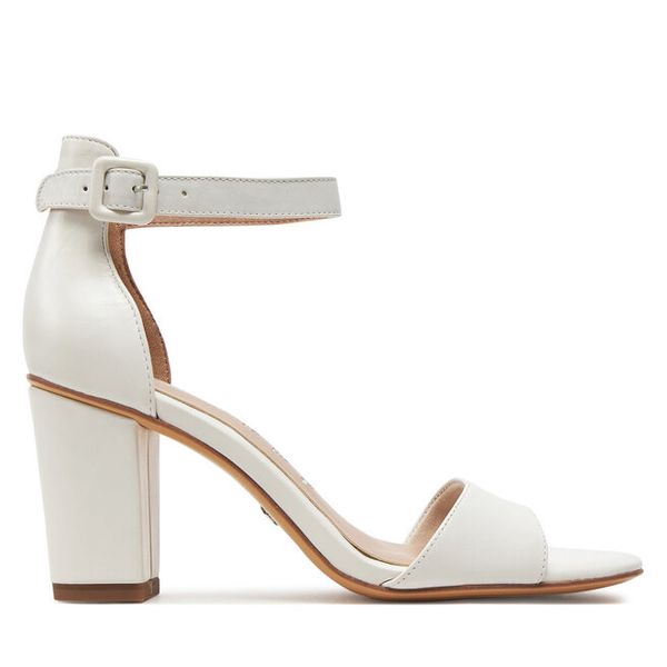 Sandały Tamaris. Białe sandały damskie Tamaris, bez wzorów, bez obcasa, na słupku, bez zapięcia. Za 319.99 zł.