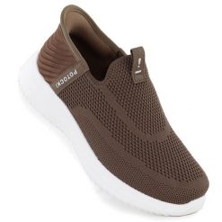 Półbuty sportowe damskie slip on brązowe Potocki BK01312. Brązowe obuwie sportowe damskie POTOCKI, bez wzorów, z tkaniny, bez zapięcia. Za 129.99 zł.