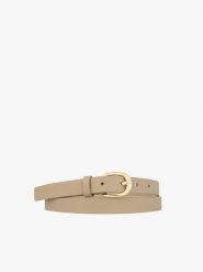 Beżowy pasek ze skóry licowej. Brązowe paski damskie Ryłko, bez wzorów, ze skóry. Za 99.99 zł.