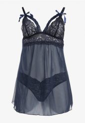 Granatowa Koronkowa Koszula Nocna na Regulowanych Ramiączkach z Majtkami Dines. Niebieskie koszule nocne damskie Born2be, z koronki. Za 34.99 zł.