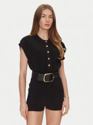 Elisabetta Franchi Kombinezon KT-55S-51E2-V450 Czarny Regular Fit. Czarne sukienki damskie Elisabetta Franchi, s, bez wzorów, z wiskozy, bez kołnierzyka, bez ramiączek. Za 919.99 zł.