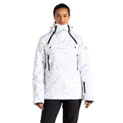 Kurtka Narciarska Womens/Ladies Slide Out Dash Print Overhead. Białe kurtki sportowe damskie Dare 2B, l, bez wzorów, z materiału, bez ramiączek, z kapturem, narciarskie. Za 265.99 zł.