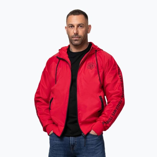 Kurtka męska Pitbull Athletic Tape Nylon Hooded. Czerwone kurtki męskie PITBULL, m, bez wzorów, z nylonu, bez kaptura. Za 189.99 zł.