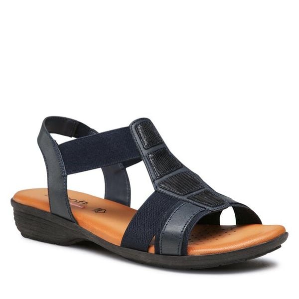 Sandały Go Soft. Niebieskie sandały damskie GO SOFT, bez wzorów, bez obcasa, na płaskiej podeszwie, bez zapięcia. Za 117.99 zł.