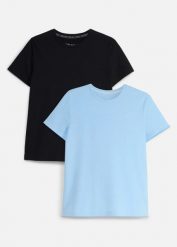 Sportowy T-shirt z bawełną (2 pary), szybkoschnący. Czarne koszulki sportowe damskie bonprix, bez wzorów, z bawełny, bez ramiączek. Za 102.99 zł.
