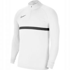 Bluza piłkarska męska Nike Academy Dri-Fit bez kaptura ze stójką na zamek. Białe bluzy męskie Nike, m, bez wzorów, sportowe, bez ramiączek, bez kaptura. Za 121.00 zł.